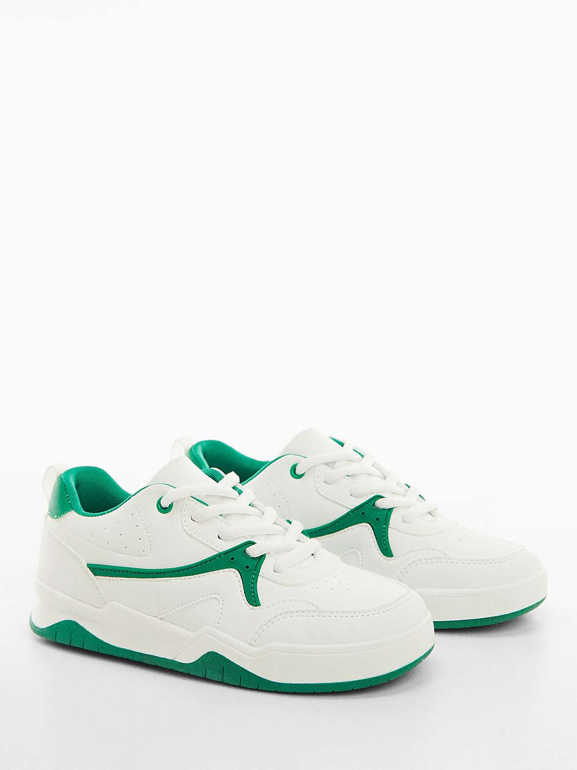 Buy Mango Kids' Goofy Lace Up Trainers, White/Green Online at johnlewis.com