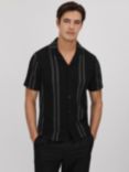 Reiss Castle Ribbed Striped Shirt, Black/Steel