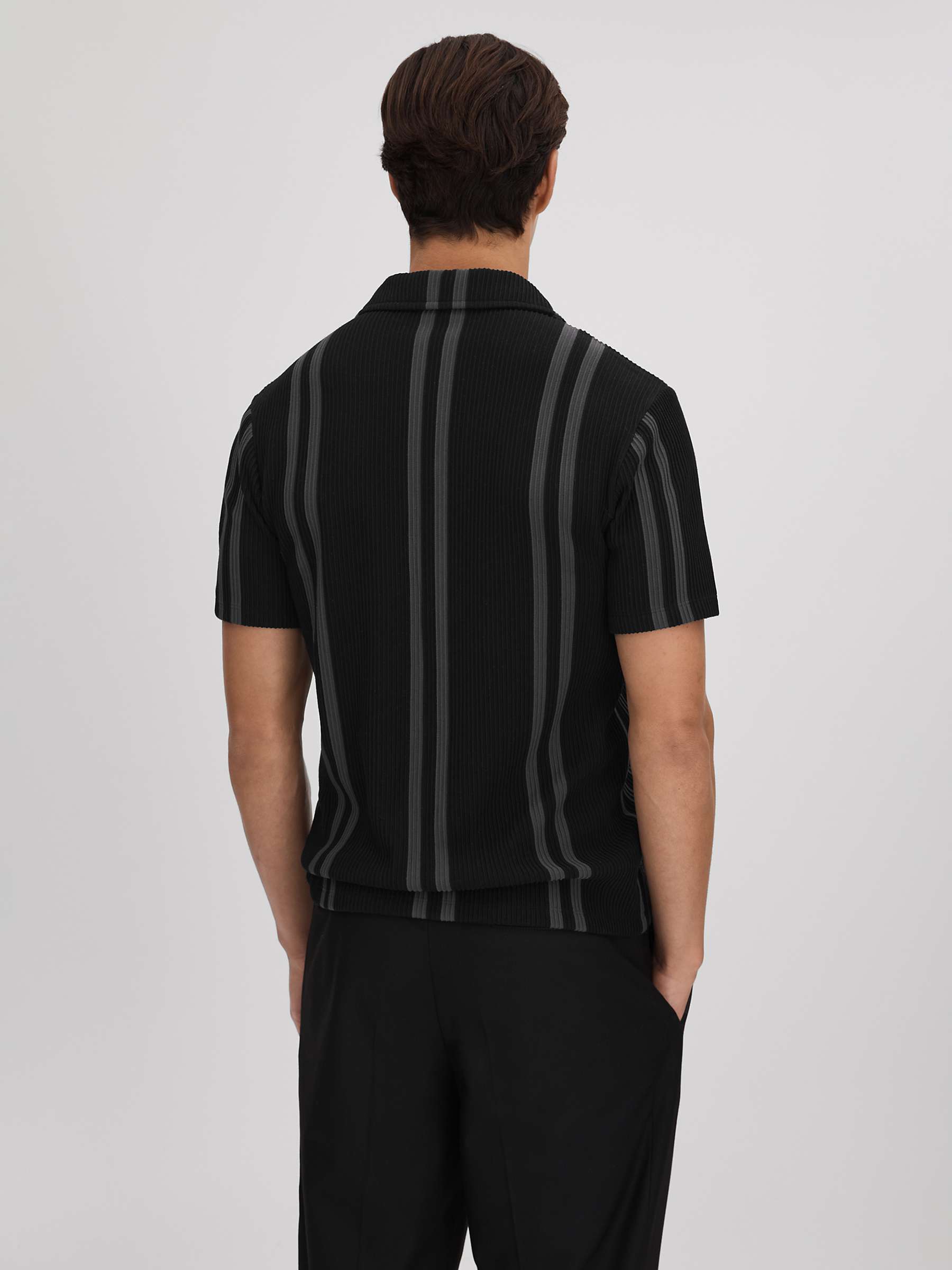 Buy Reiss Castle Ribbed Striped Shirt, Black/Steel Online at johnlewis.com