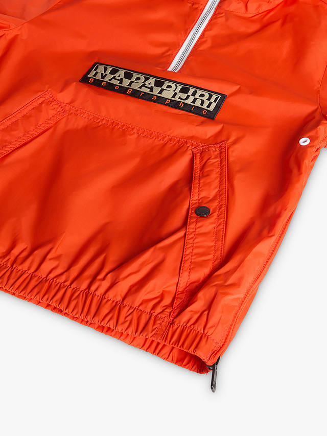 Napapijri Kids' Cree Packable Hooded Windbreaker Jacket, Orange