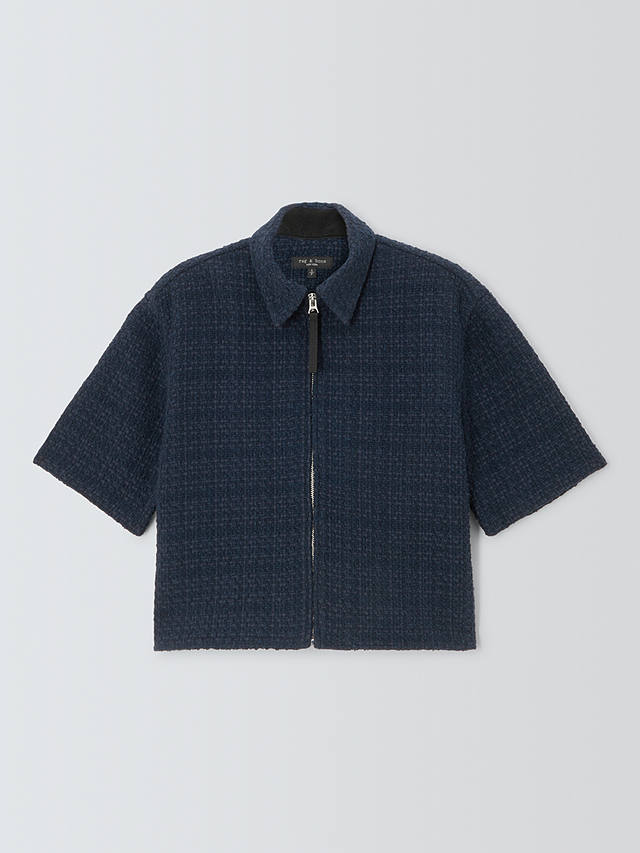 rag & bone Junie Tweed Short Sleeve Jacket, Navy