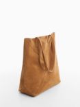 Mango Carbo Suede Shopper Bag, Medium Brown