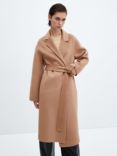 Mango Batin Belt Tie Coat, Medium Brown