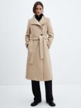 Mango Sirenita Wool Blend Coat, Brown