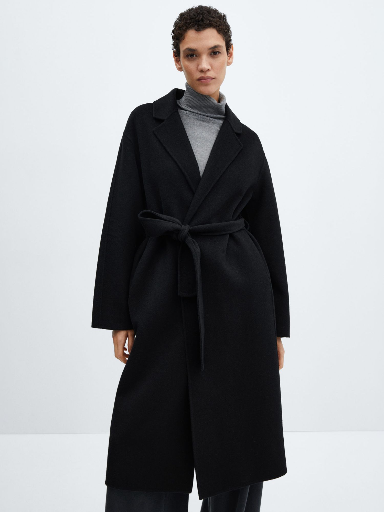 Mango Batin Wool Blend Coat, Black at John Lewis & Partners