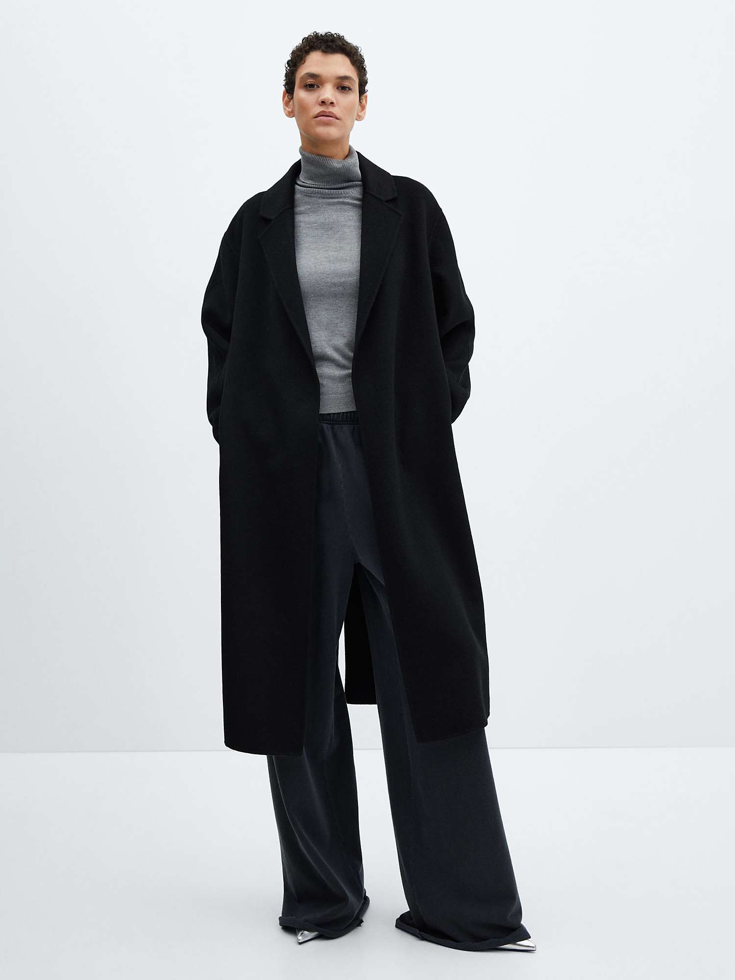 Buy Mango Batin Wool Blend Coat, Black Online at johnlewis.com