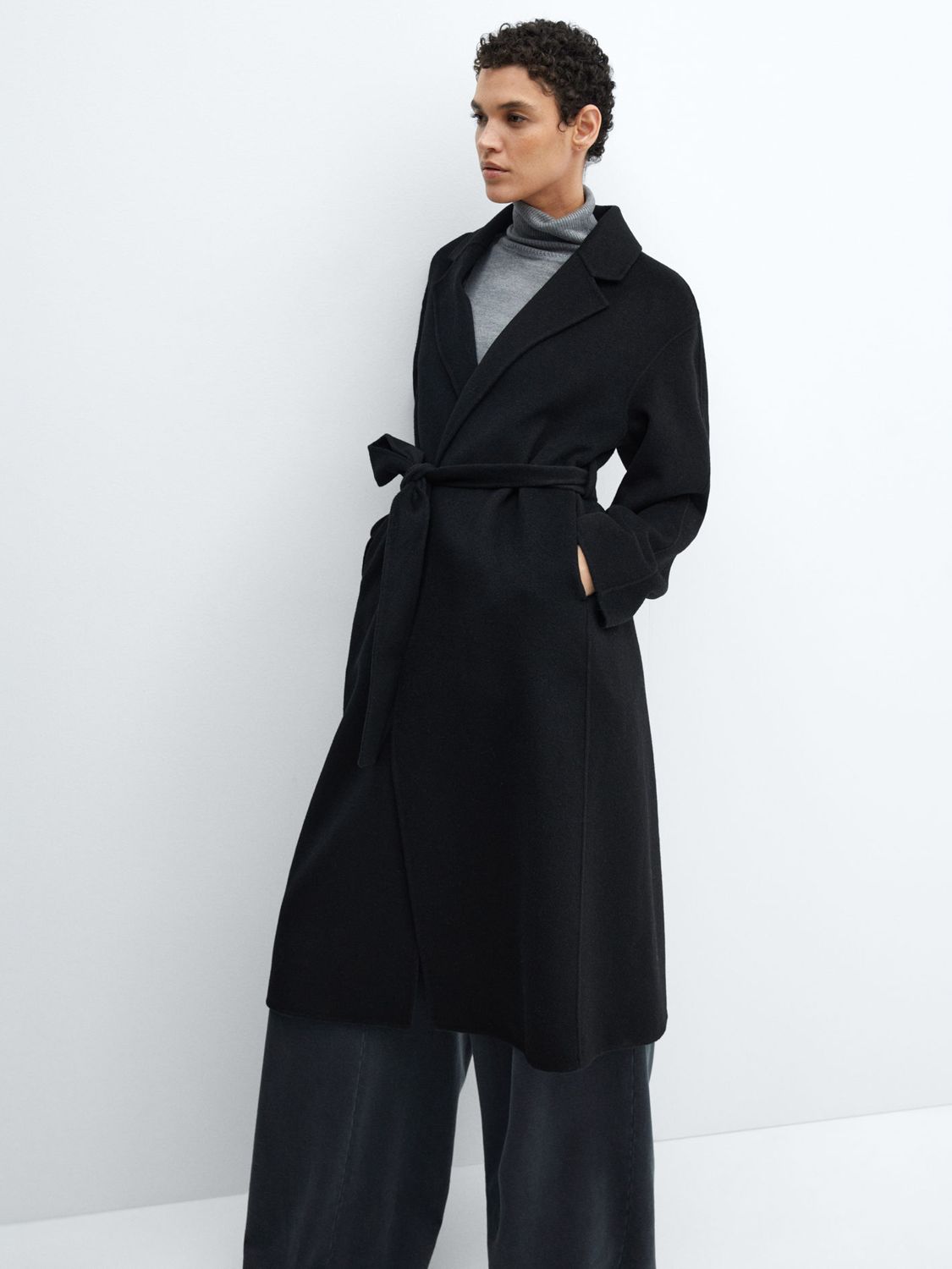 Mango Batin Wool Blend Coat, Black, XXS