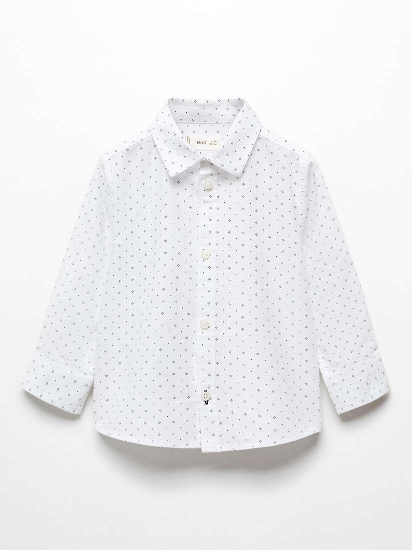 Buy Mango Kids' Regular Fit Printed Oxford Shirt, White Online at johnlewis.com