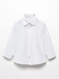 Mango Kids' Regular Fit Printed Oxford Shirt, White