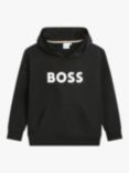 BOSS Kids' Cotton Logo Embroidered Hoodie, Black