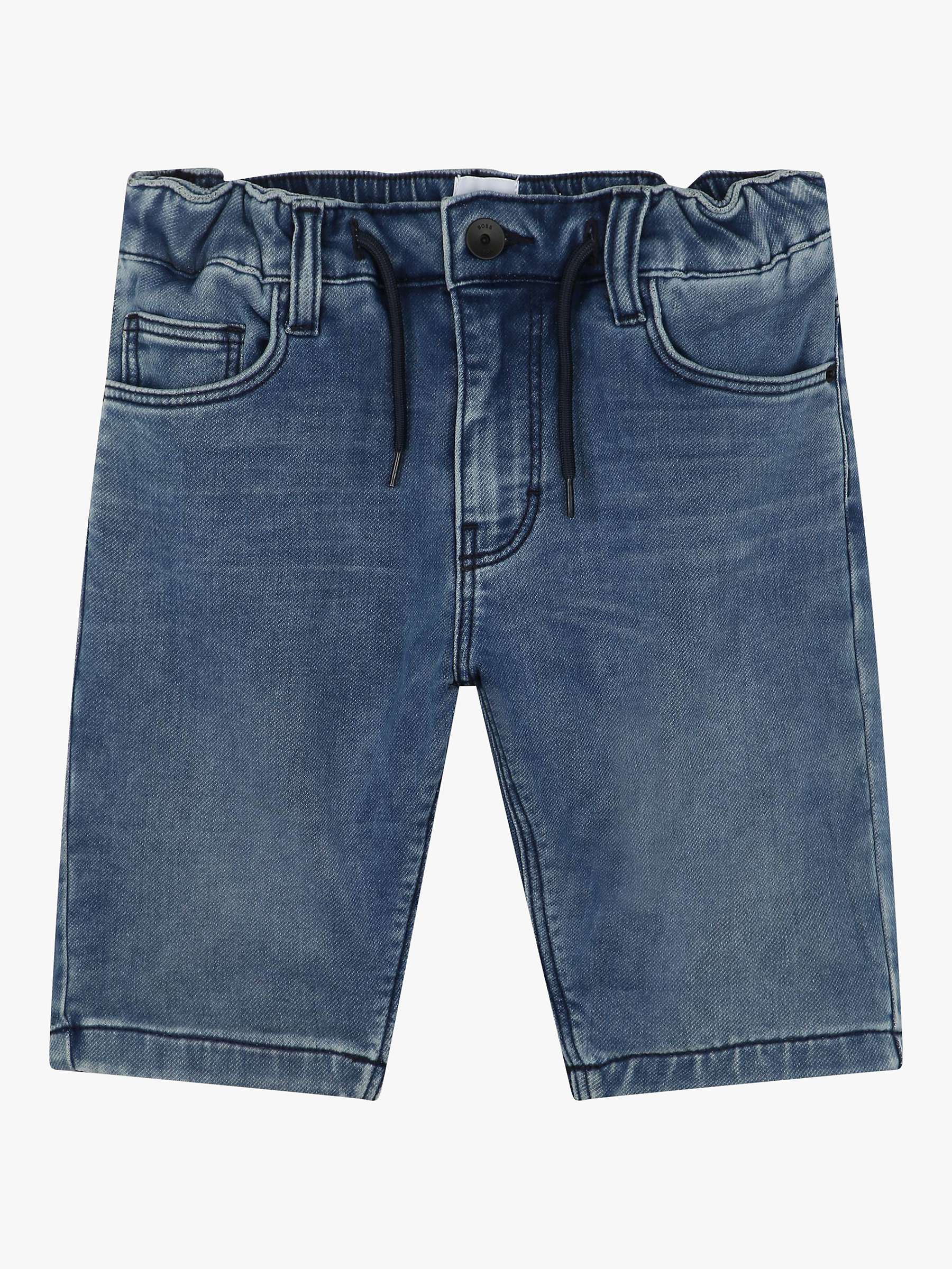 Buy BOSS Kids' Denim Drawstring Shorts, Blue Online at johnlewis.com