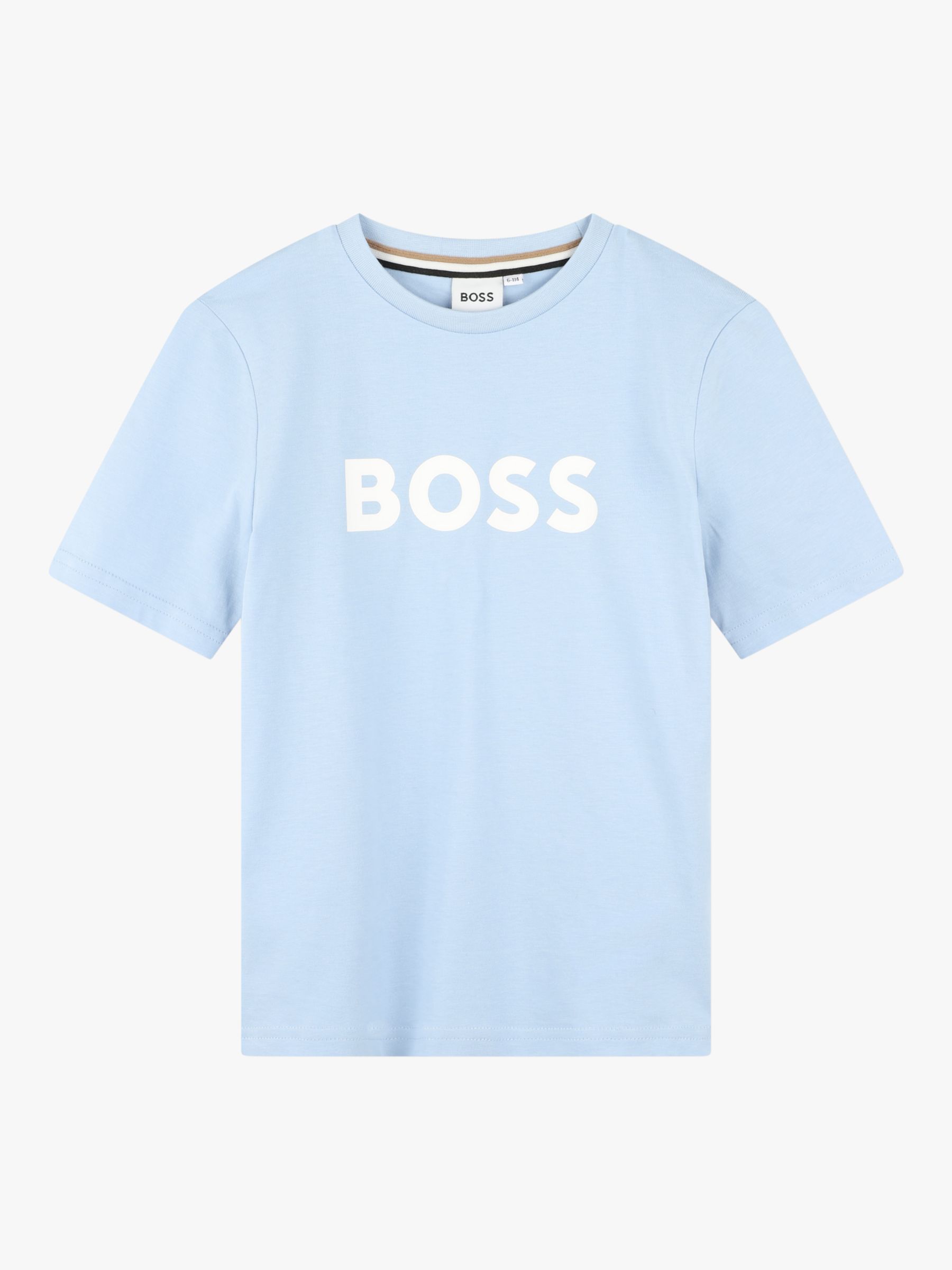 BOSS Kids' Logo Short Sleeve T-Shirt, Light Blue, 4 years