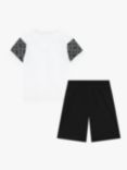 BOSS Kids' Monogramme Logo T-Shirt & Bermuda Shorts Set, White/Black/Multi