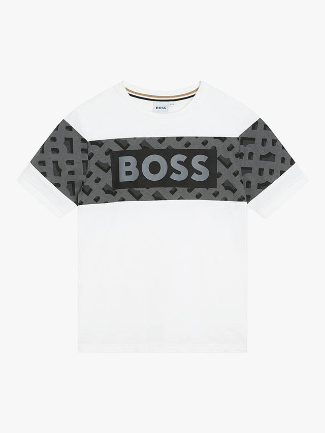BOSS Kids' Monogramme Logo T-Shirt & Bermuda Shorts Set, White/Black/Multi