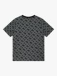 BOSS Kids' Slim Fit Monogram Print Logo Short Sleeve T-Shirt, Black