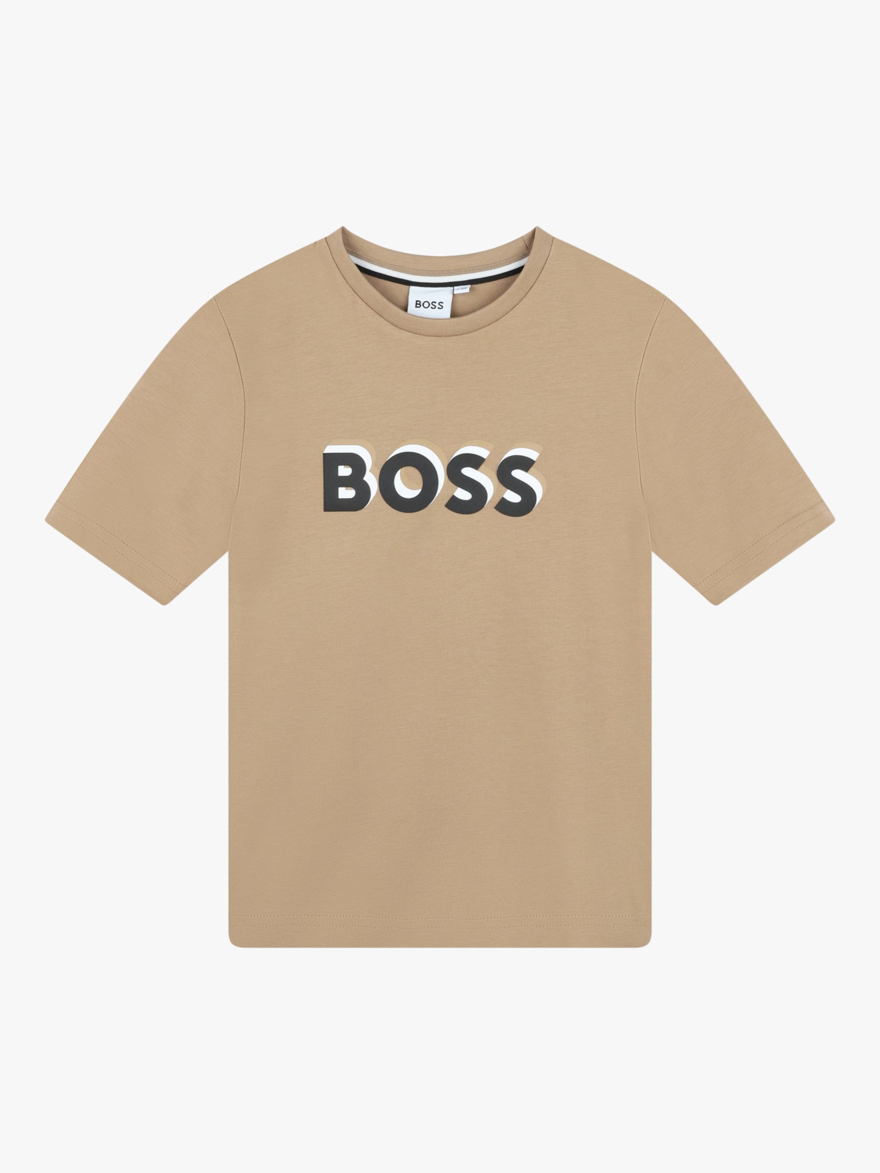 BOSS Kids' Embossed Logo Short Sleeve T-Shirt, Chocolate, 4 years