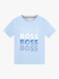 BOSS Kids' Short Sleeve Logo Slim Fit T-Shirt, Blue