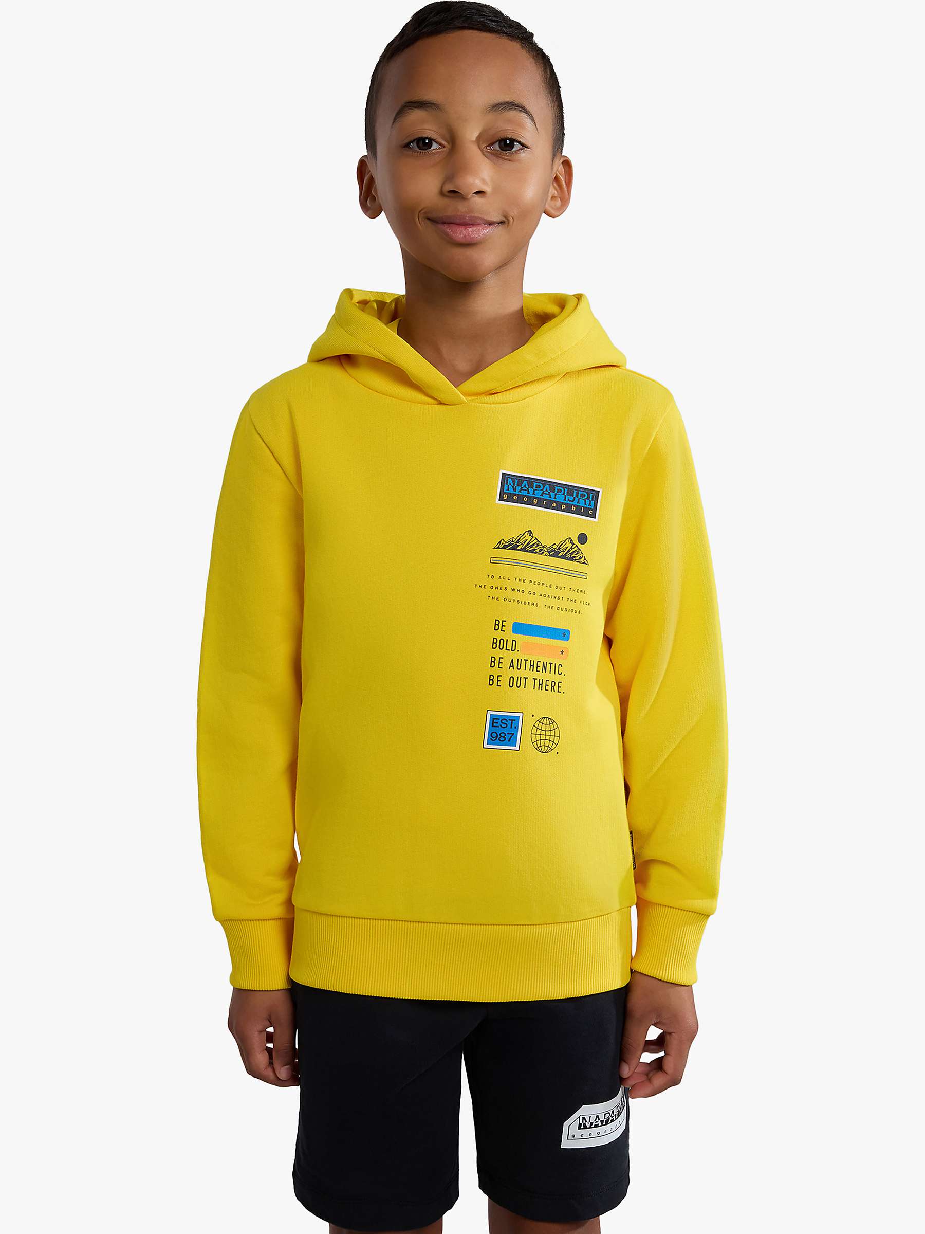 Buy Napapijri Kids' Liard Logo Graphic Hoodie, Yellow Online at johnlewis.com
