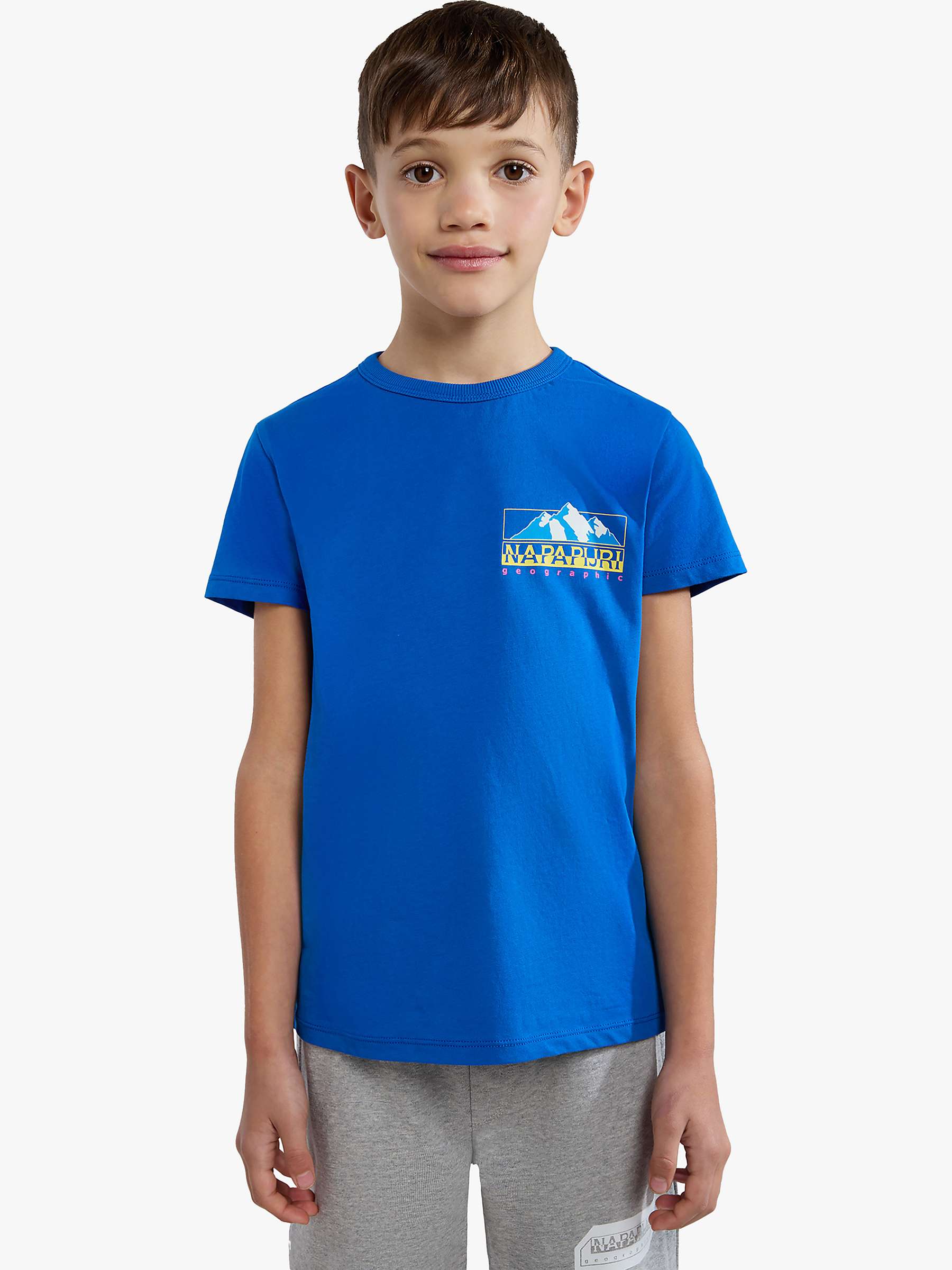 Buy Napapijri Kids' Liard Logo Mountain Graphic T-Shirt, Royal Blue Online at johnlewis.com