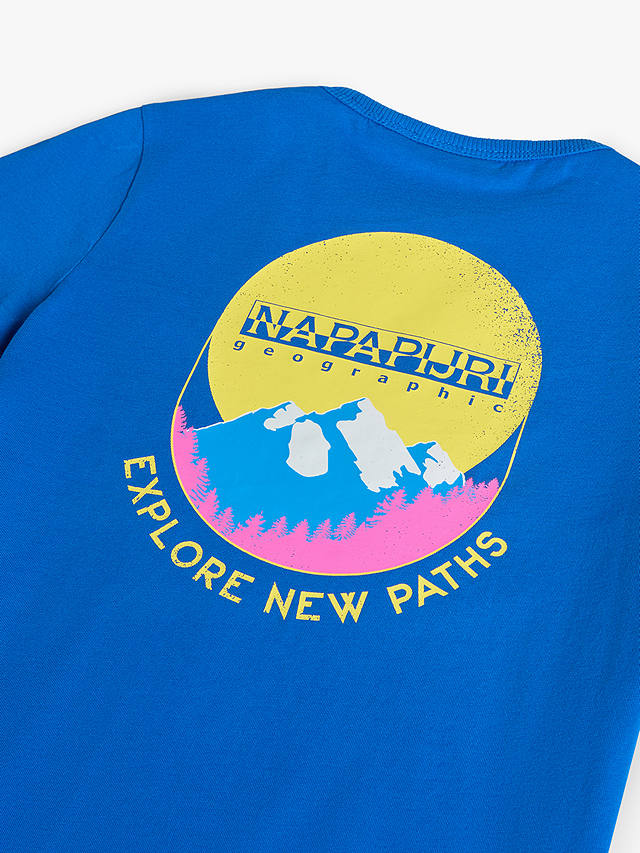 Napapijri Kids' Liard Logo Mountain Graphic T-Shirt, Royal Blue