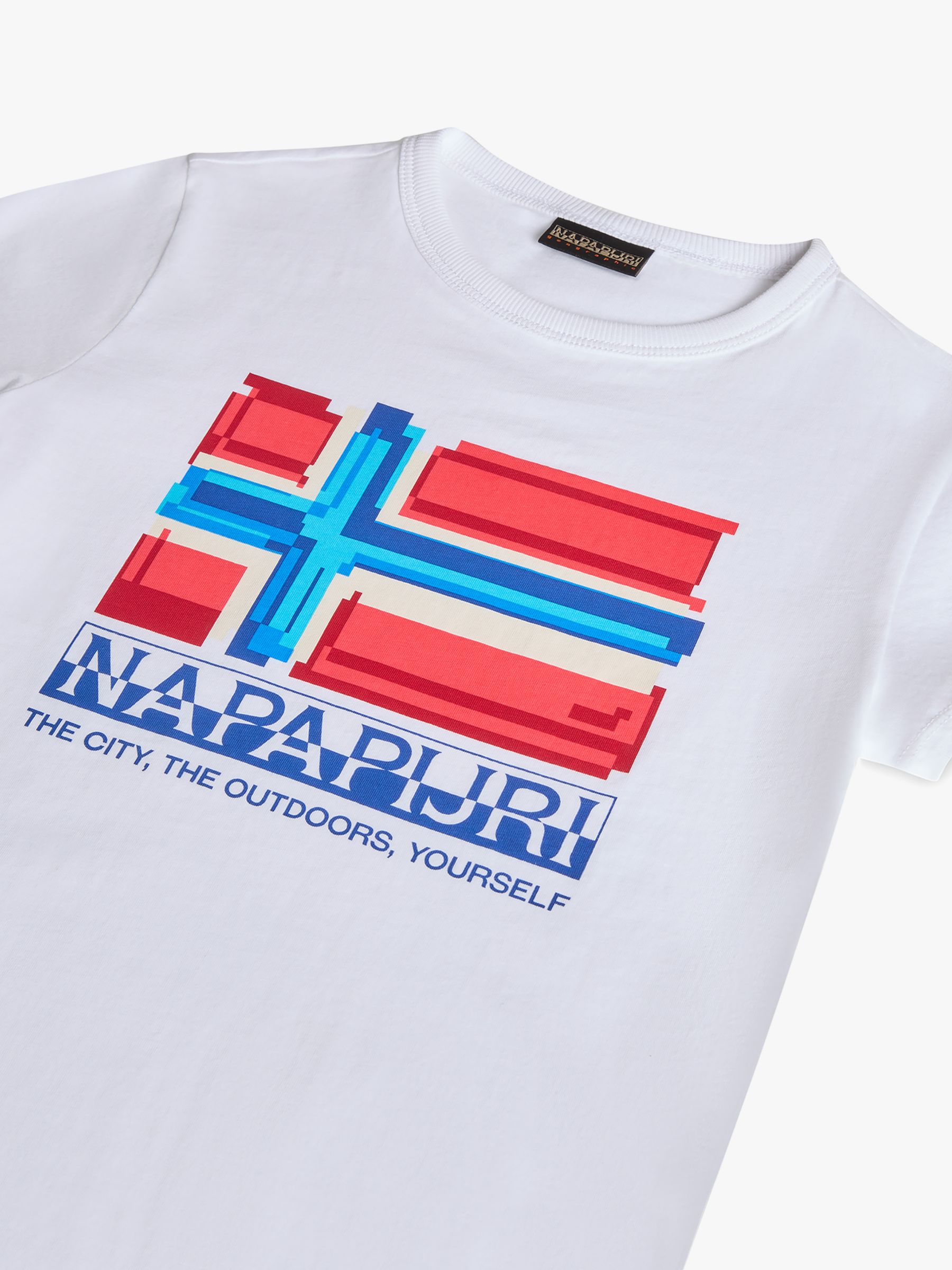 Napapijri Kids' Liard Flag Short Sleeve T-Shirt, White, 16 years