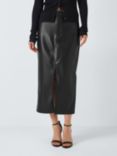 Good American Faux Leather Slit Front Midi Skirt, Black, Black