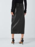 Good American Faux Leather Slit Front Midi Skirt, Black, Black