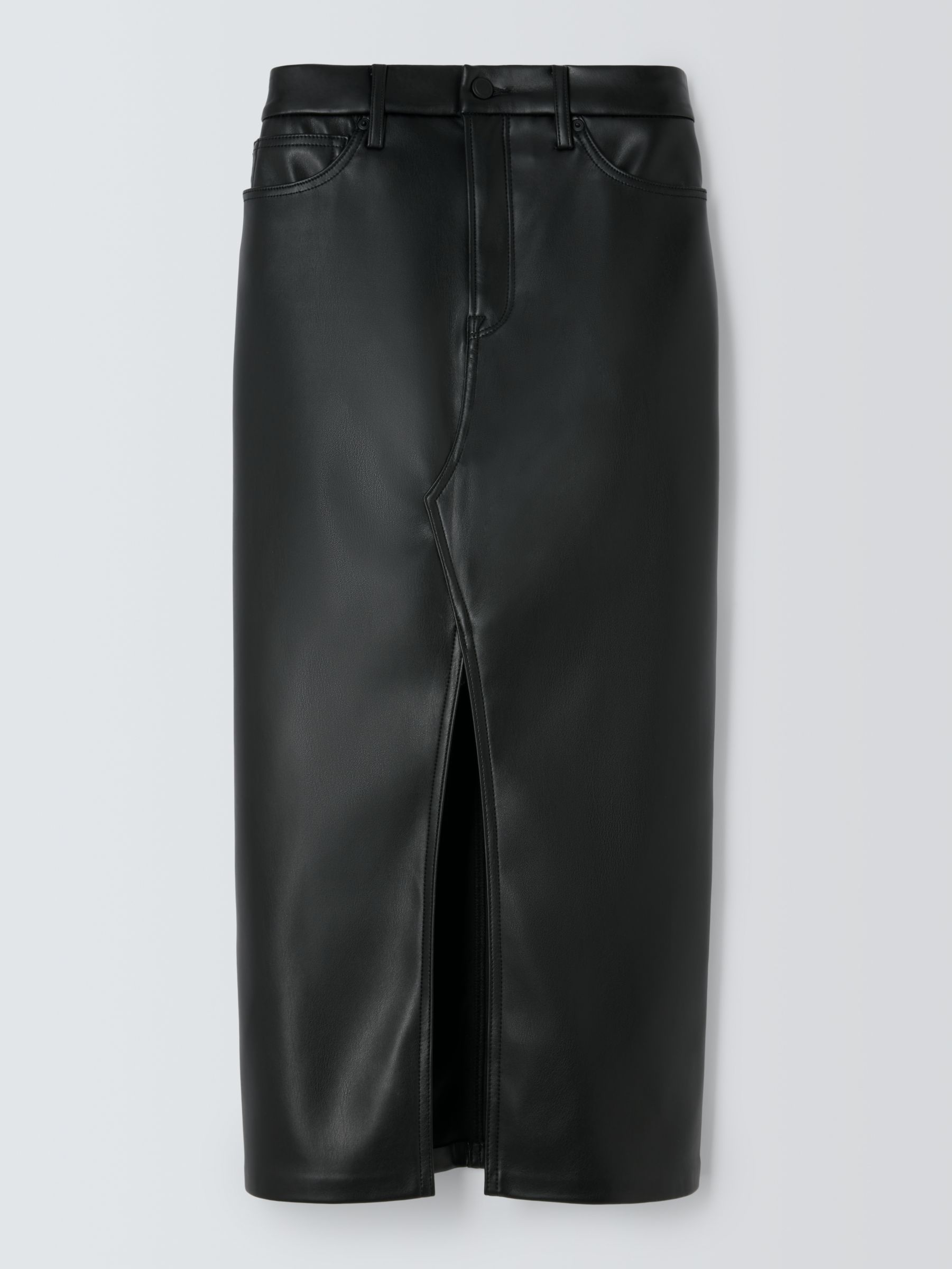 Buy Good American Faux Leather Slit Front Midi Skirt, Black Online at johnlewis.com