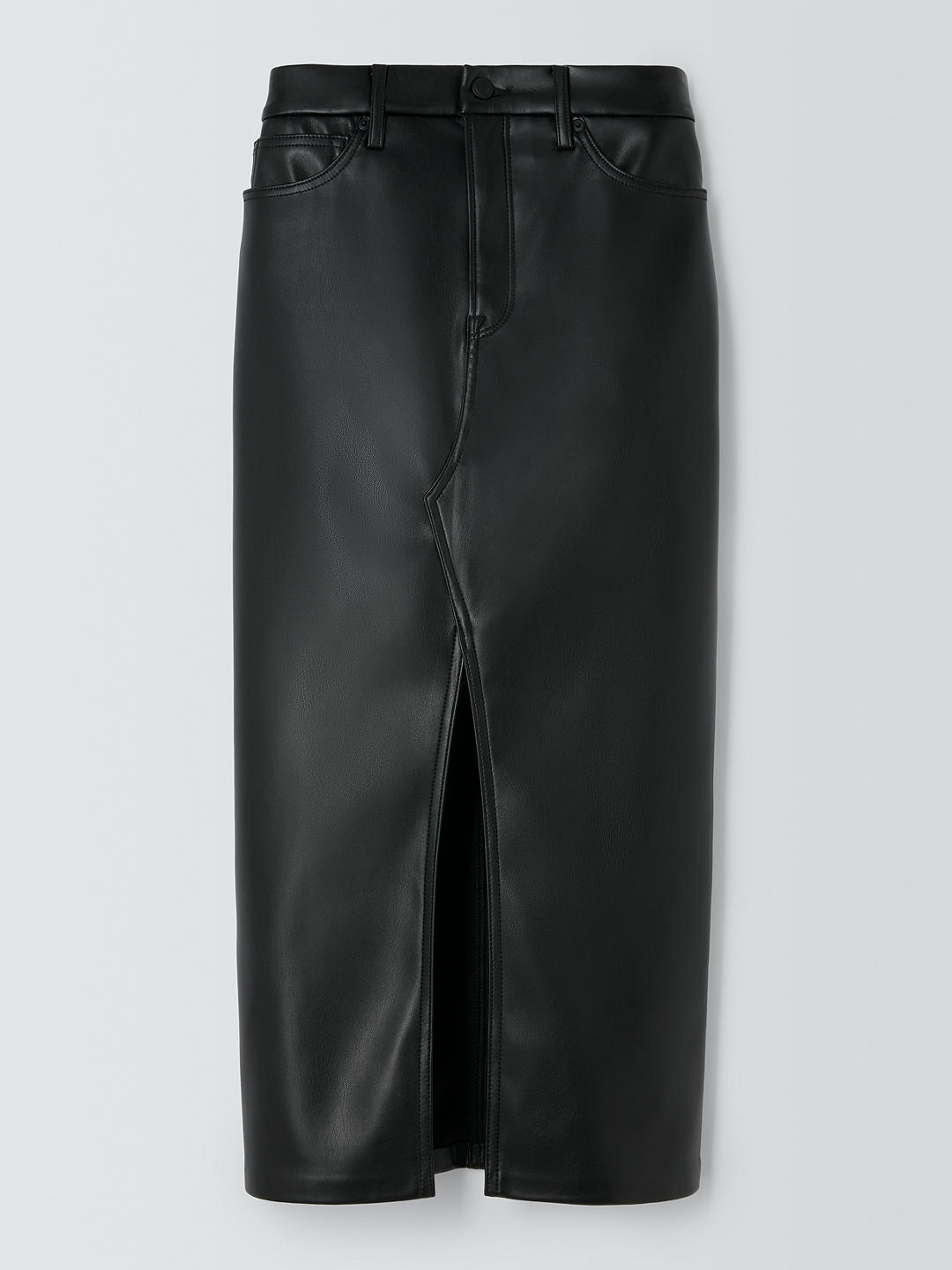 Good American Faux Leather Slit Front Midi Skirt, Black