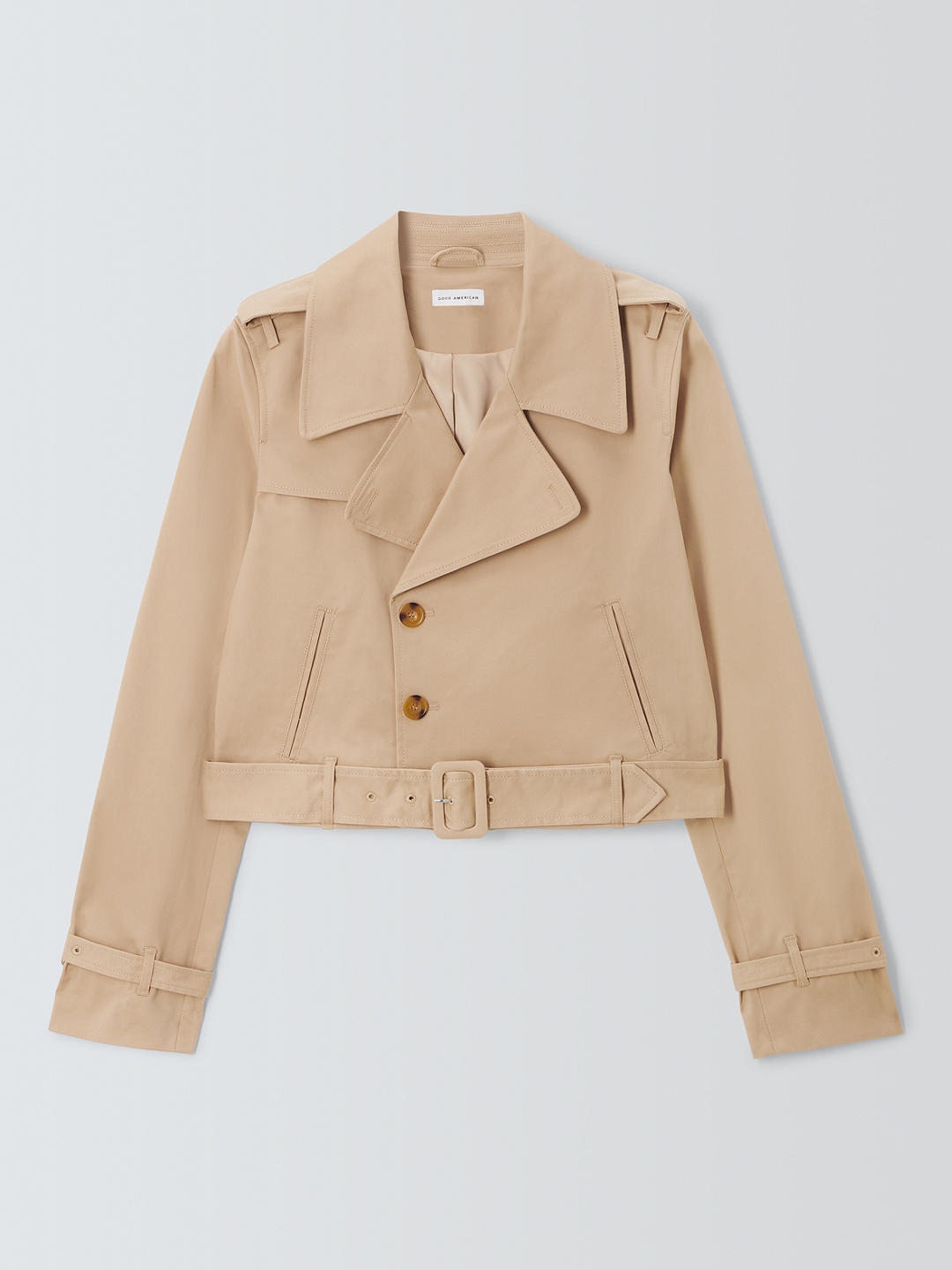 Good American Chino Cropped Trench Coat, Champagne