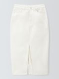 Good American Slit front Denim Midi Skirt, Cloud White, Cloud White