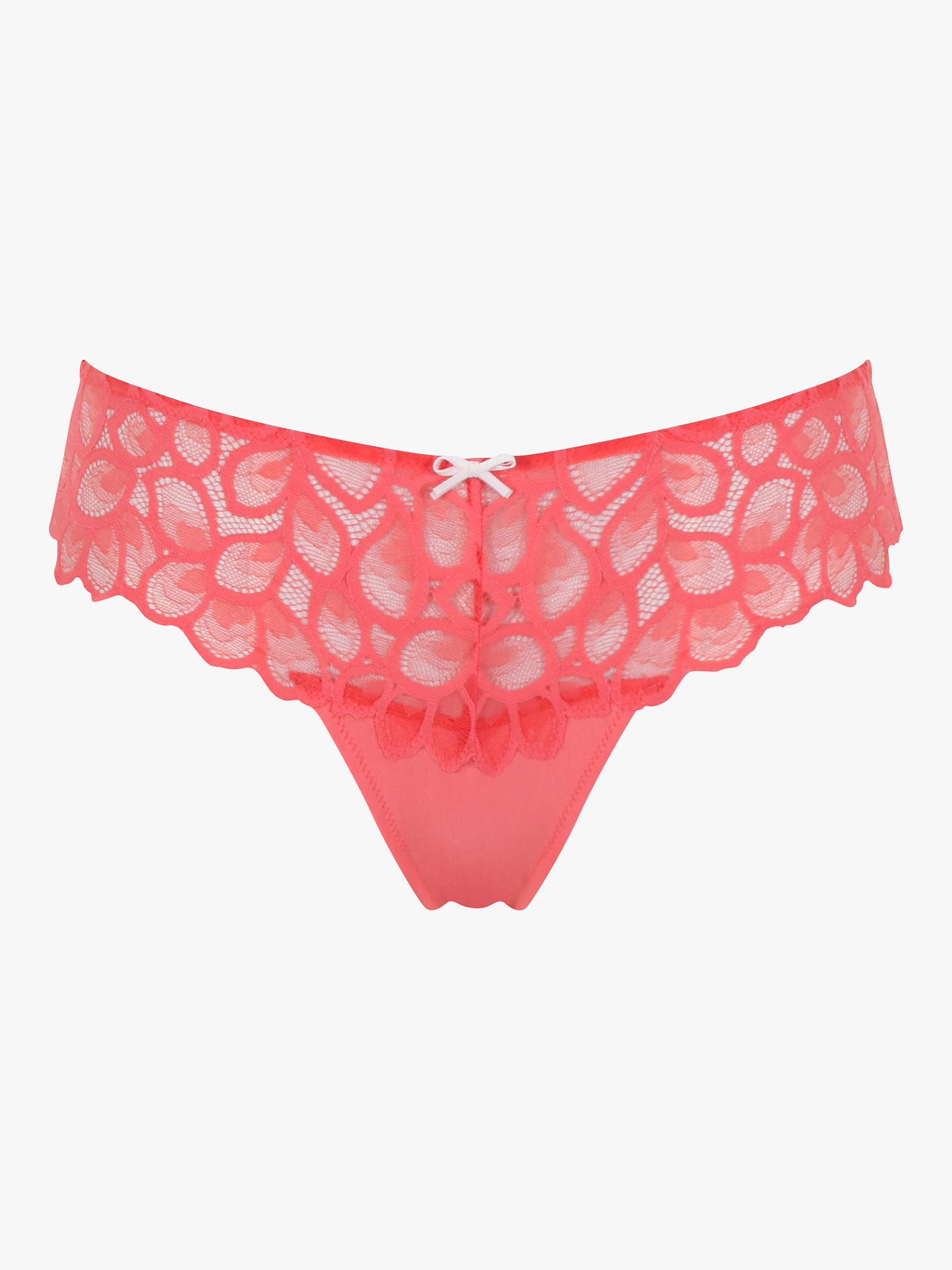 Buy Panache Allure Lace Panel Thong, Coral Online at johnlewis.com