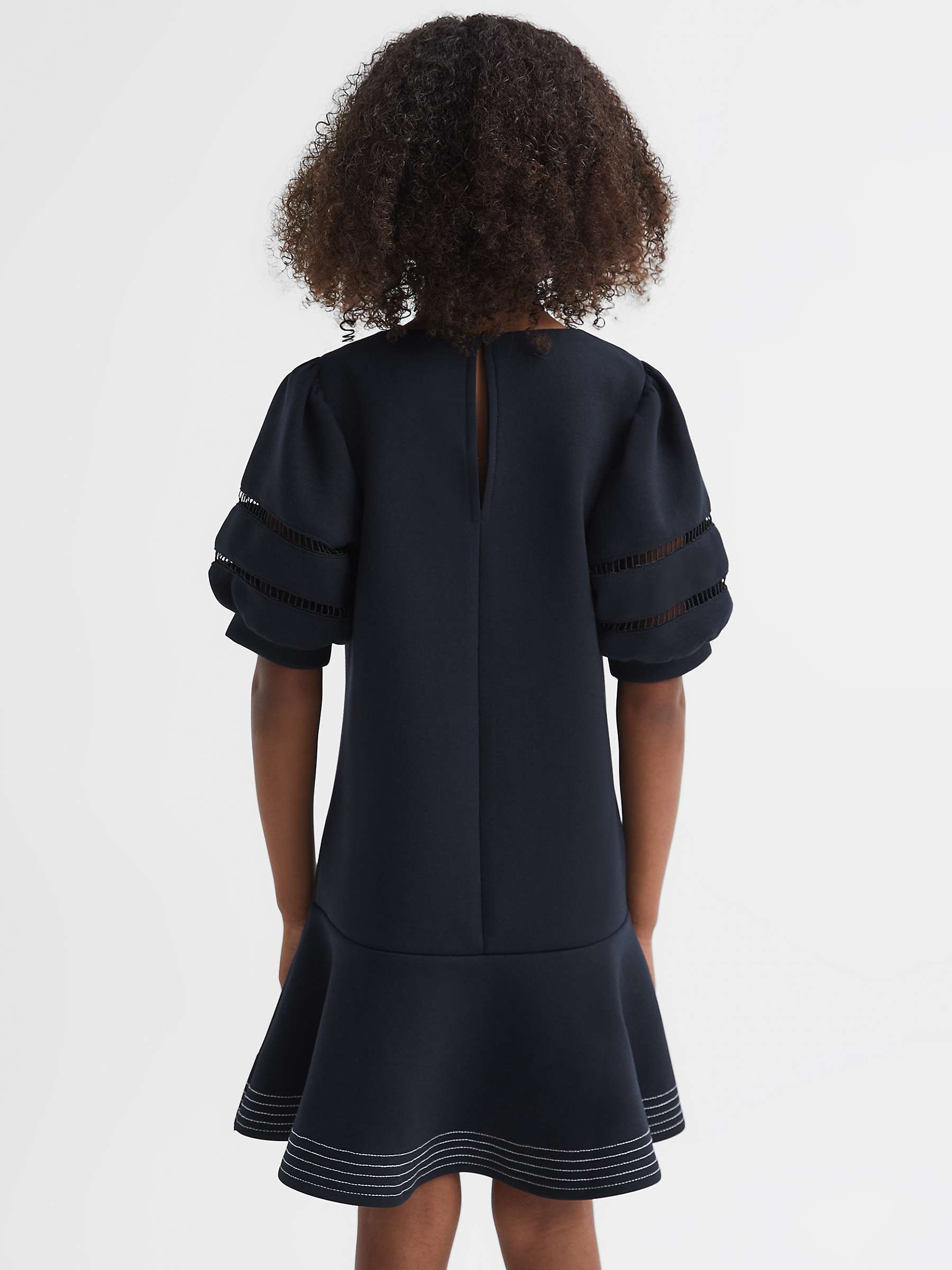 Buy Reiss Kids' Clea Jersey Puff Sleeve Mini Dress, Navy Online at johnlewis.com