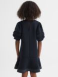 Reiss Kids' Clea Jersey Puff Sleeve Mini Dress, Navy