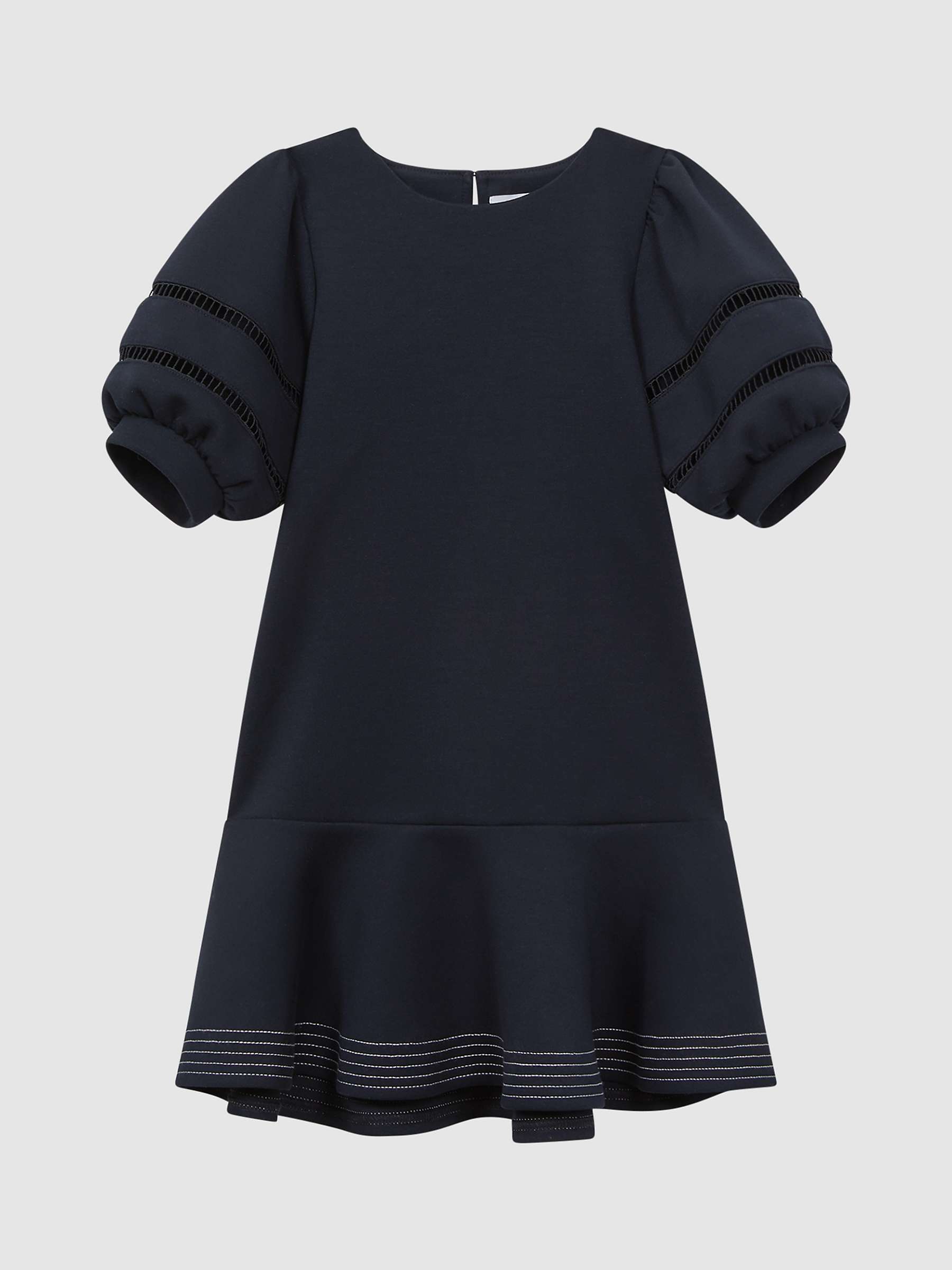Buy Reiss Kids' Clea Jersey Puff Sleeve Mini Dress, Navy Online at johnlewis.com