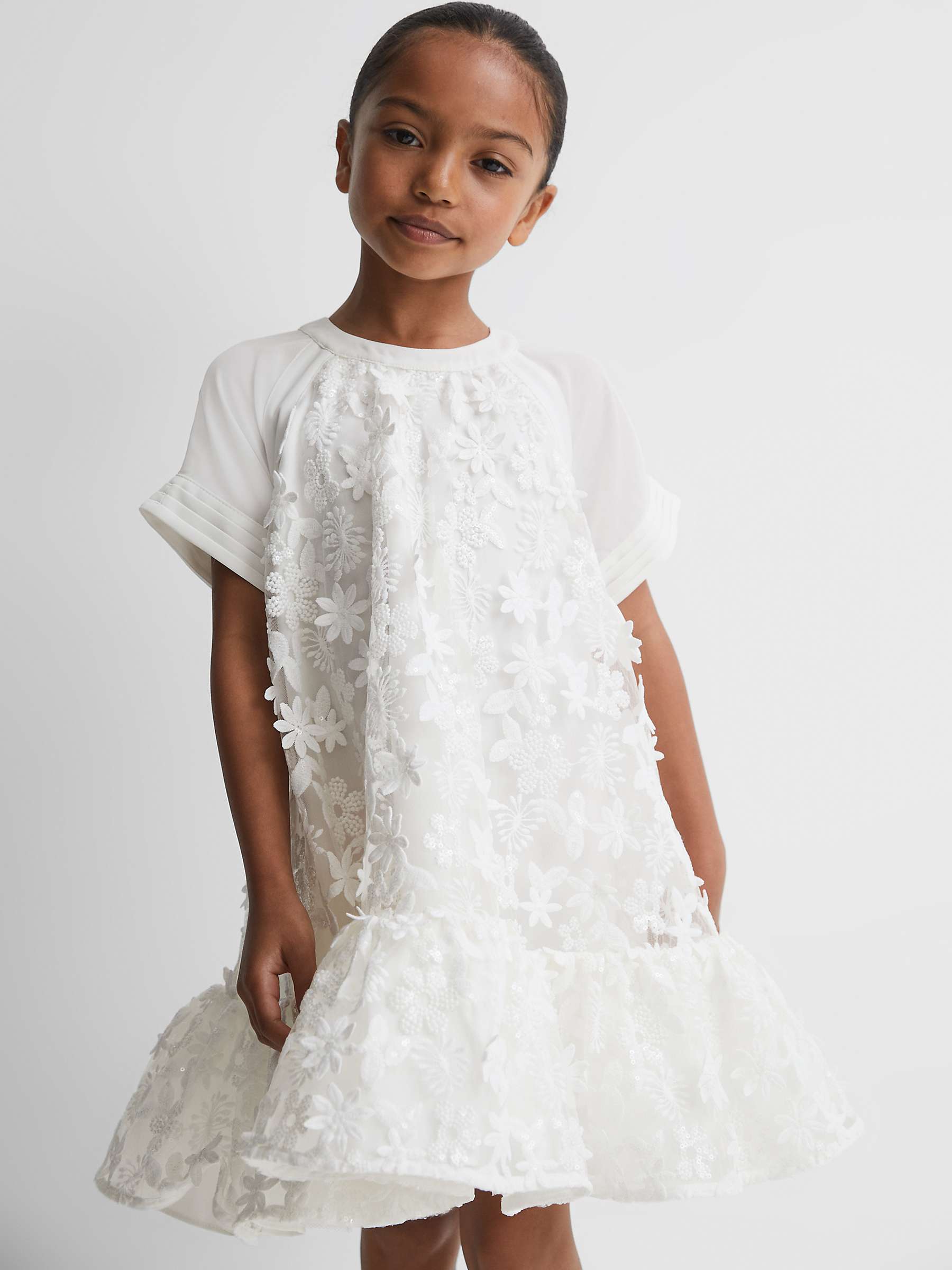 Buy Reiss Kids' Theo Floral Lace Dress, Ivory Online at johnlewis.com