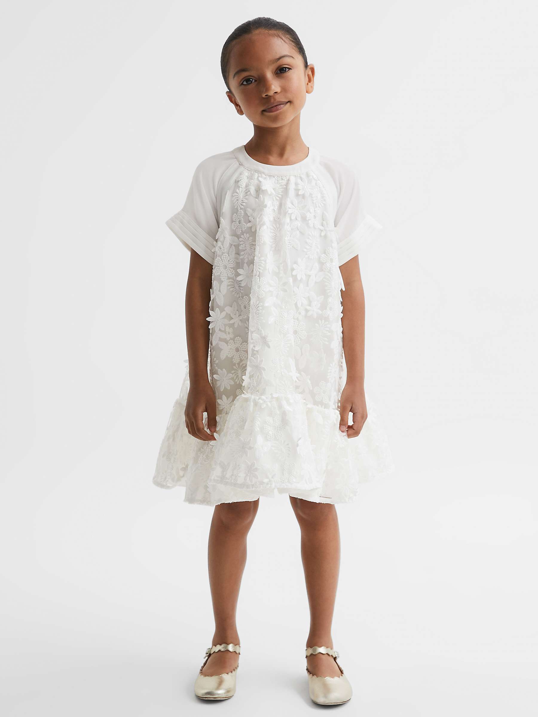 Buy Reiss Kids' Theo Floral Lace Dress, Ivory Online at johnlewis.com