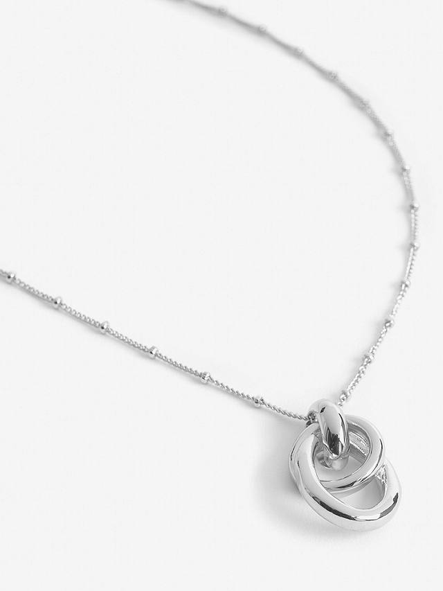 Mint Velvet Knot Pendant Beaded Chain Necklace, Silver