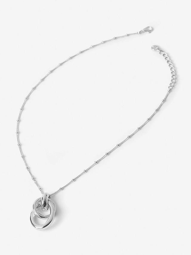 Mint Velvet Knot Pendant Beaded Chain Necklace, Silver