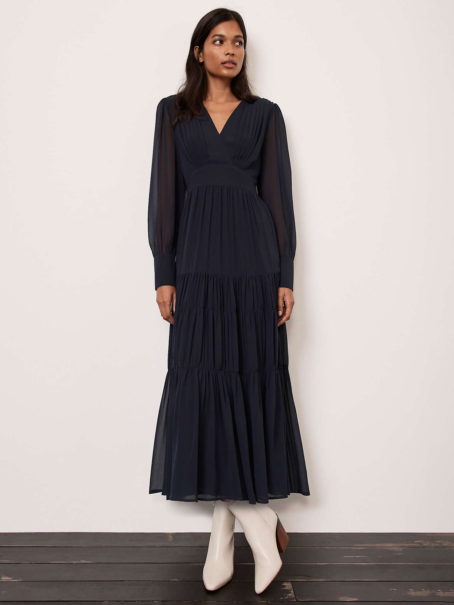 Buy Mint Velvet Tiered Maxi Dress, Navy Online at johnlewis.com
