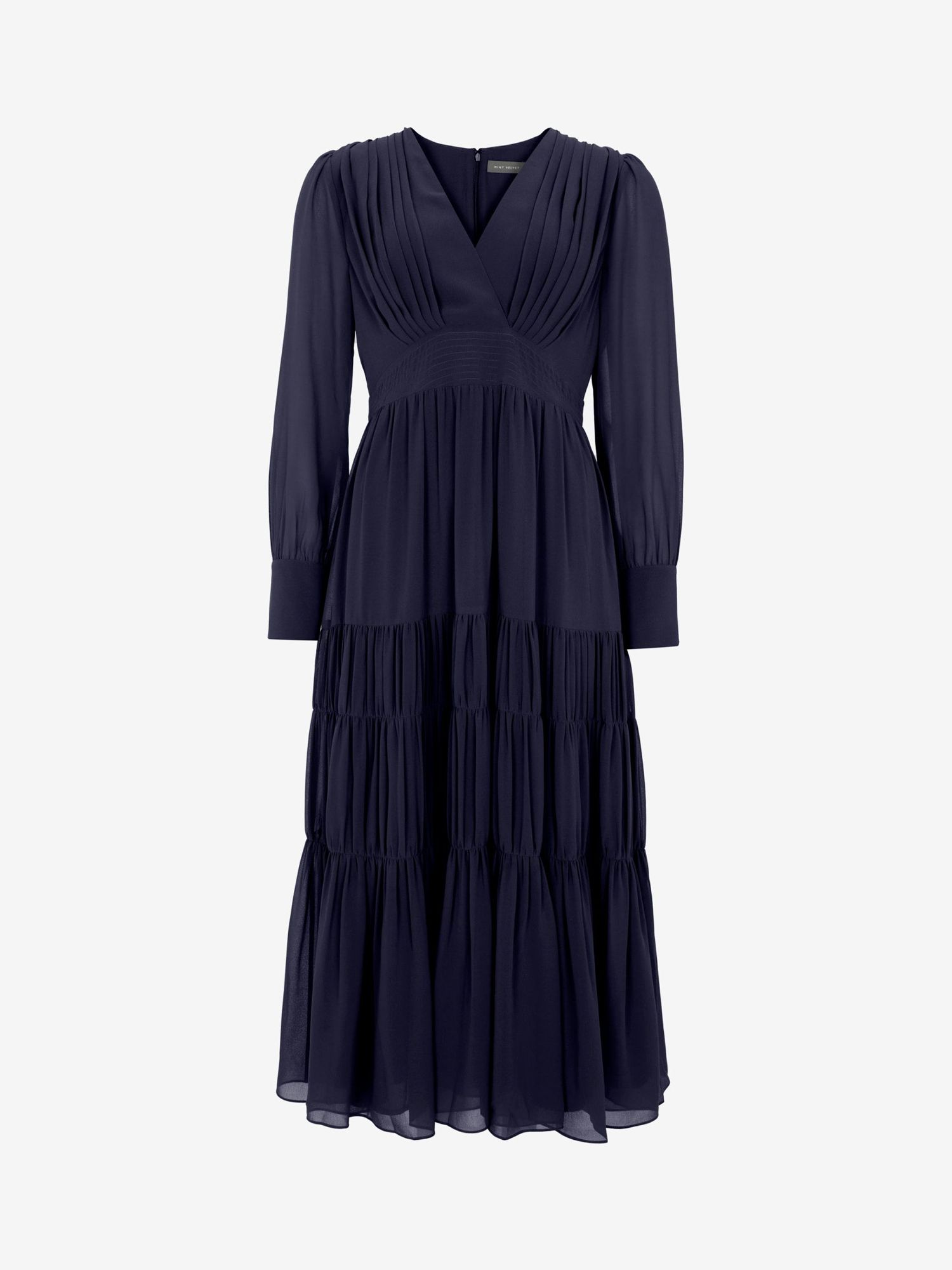 Mint Velvet Tiered Maxi Dress, Navy at John Lewis & Partners