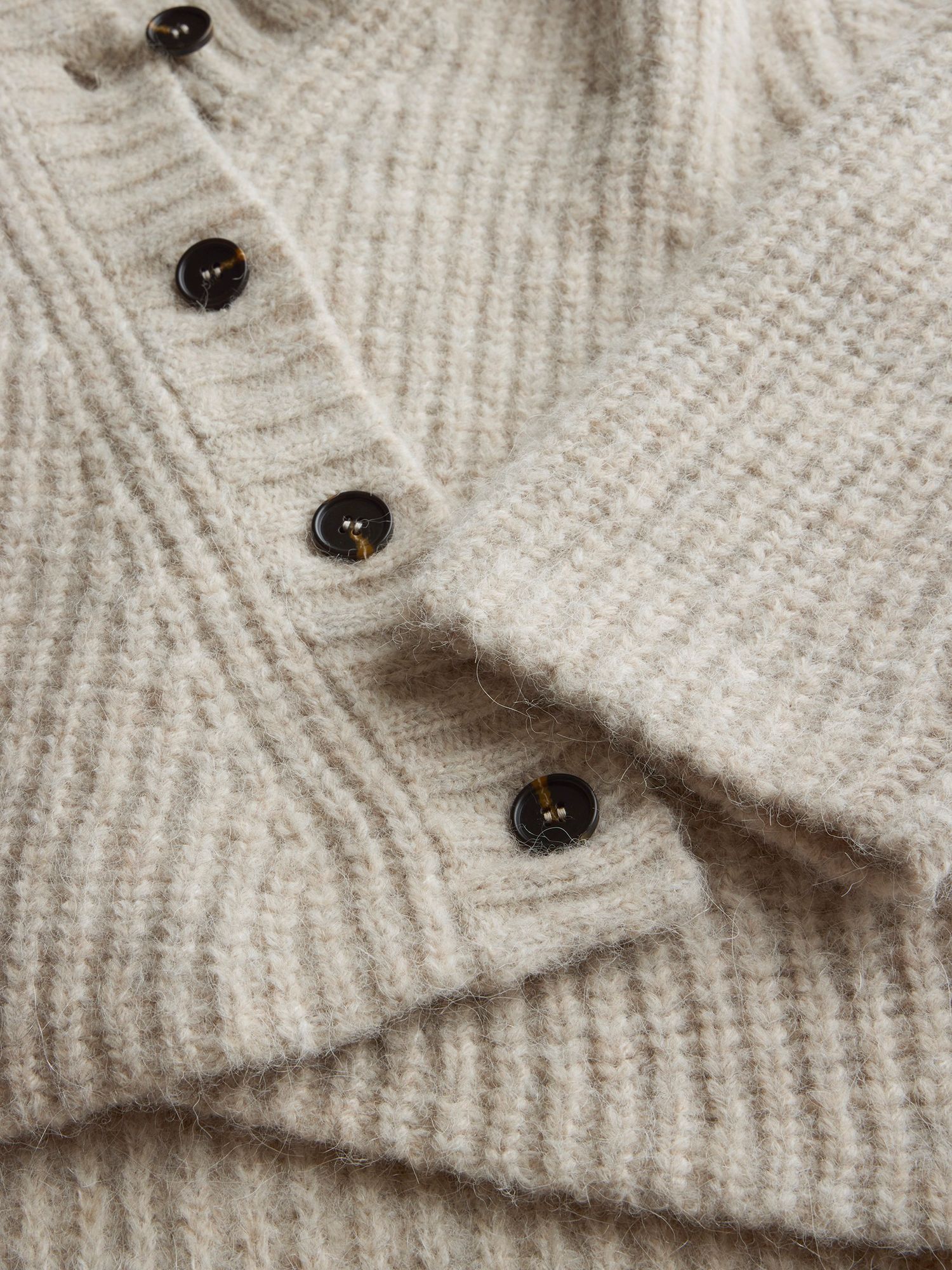 Mint Velvet Alpaca Blend Asymmetric Button Cardigan, Cream, M