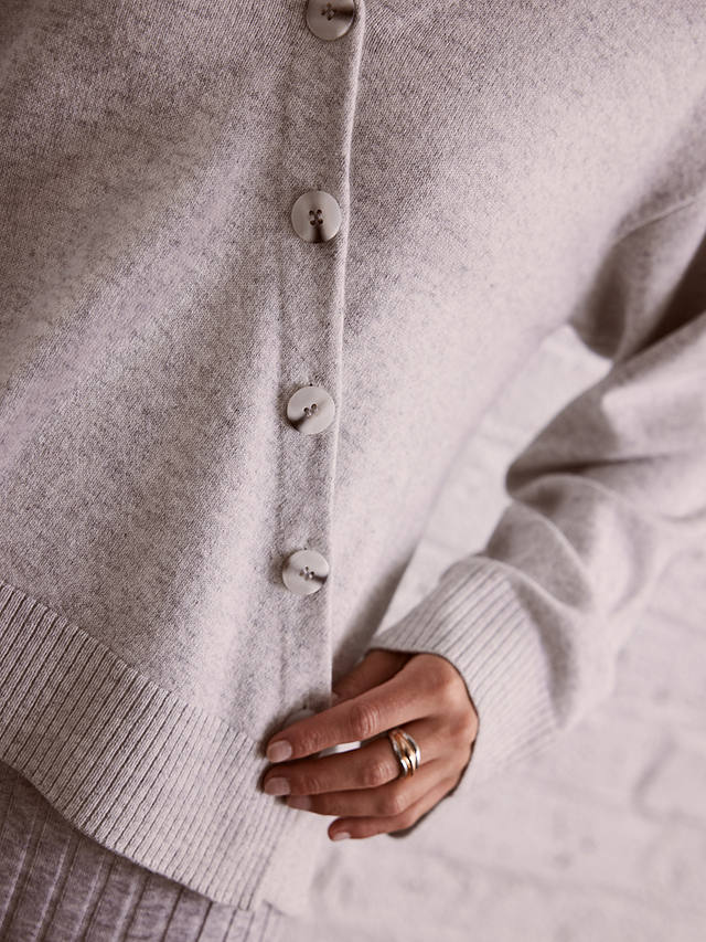 Mint Velvet Asymmetric Button Wool Blend Cardigan, Light Grey