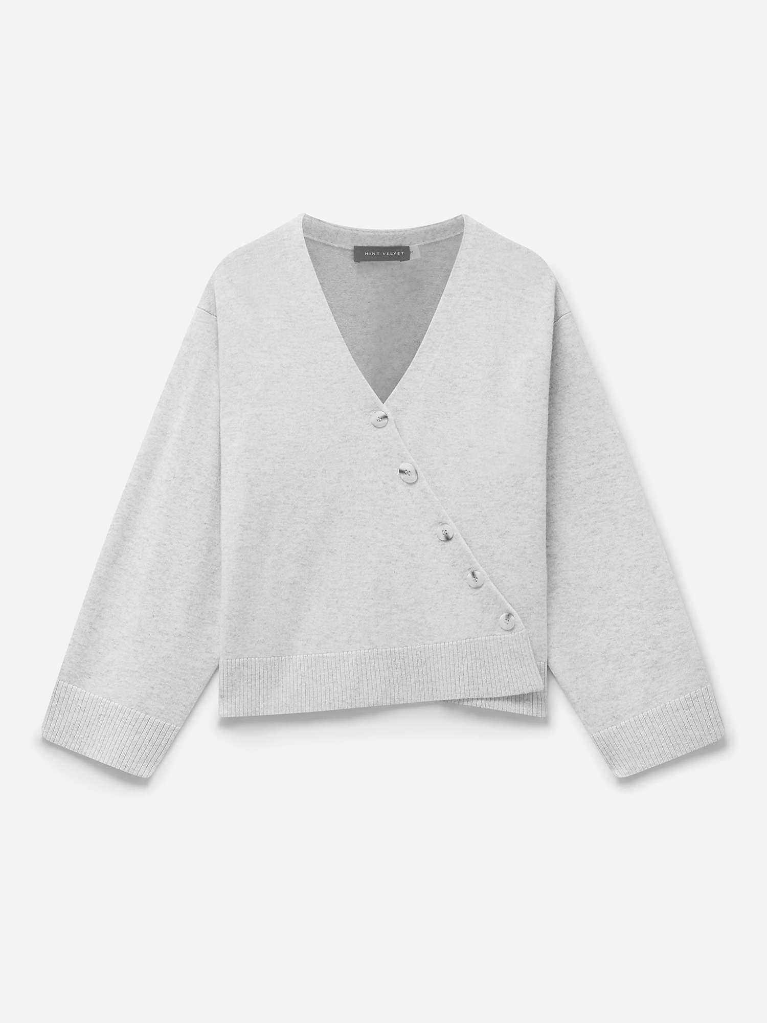 Buy Mint Velvet Asymmetric Button Wool Blend Cardigan, Light Grey Online at johnlewis.com