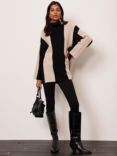 Mint Velvet Colour Block Stripe Longline Wool Blend Jumper, Neutral, Neutral