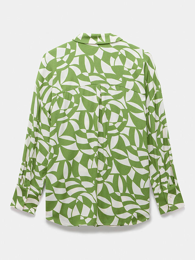 Mint Velvet Geometric Print Shirt, Green/Cream