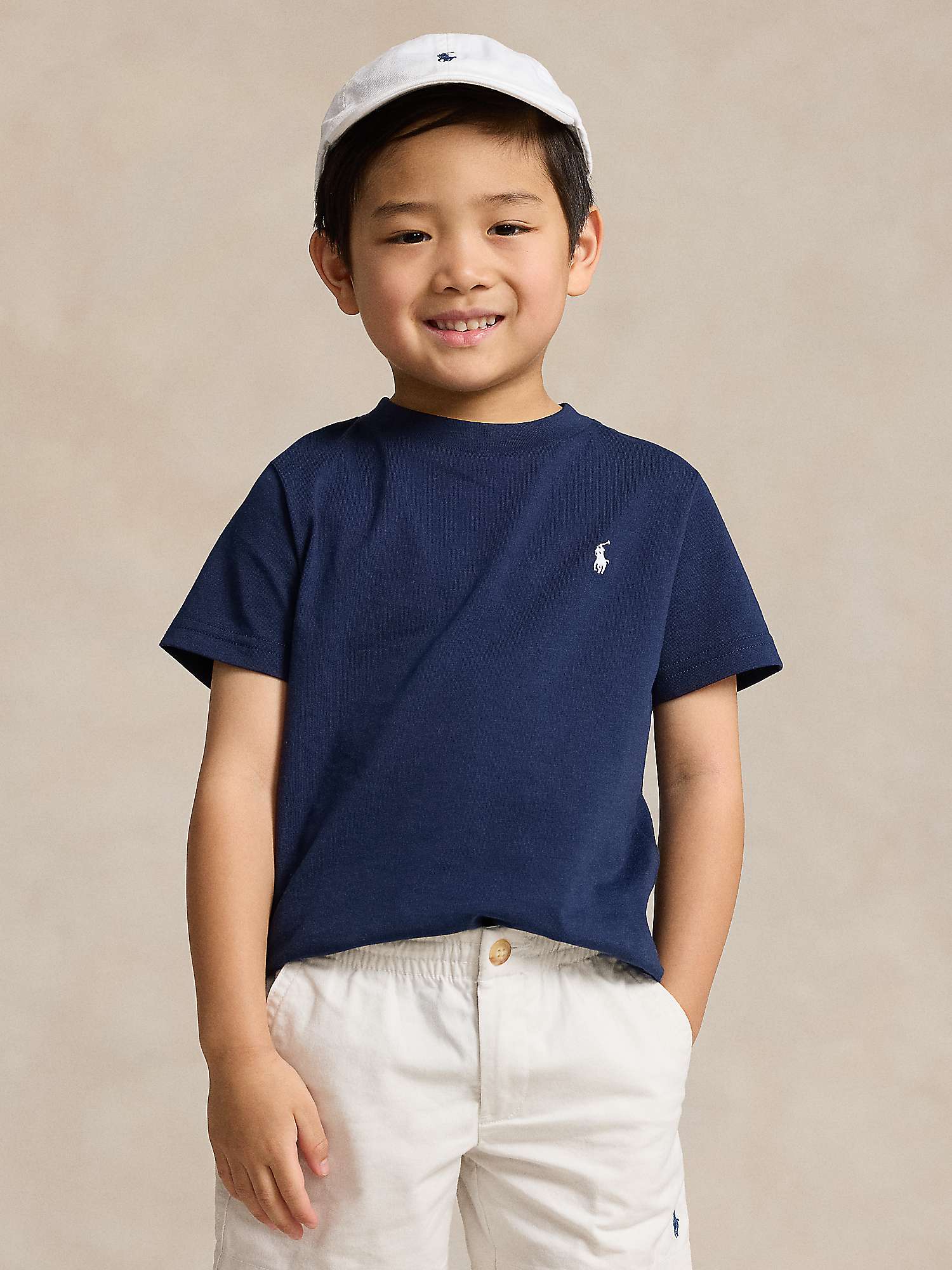 Buy Ralph Lauren Kids' Newport Signature Logo T-Shirt, Navy Online at johnlewis.com