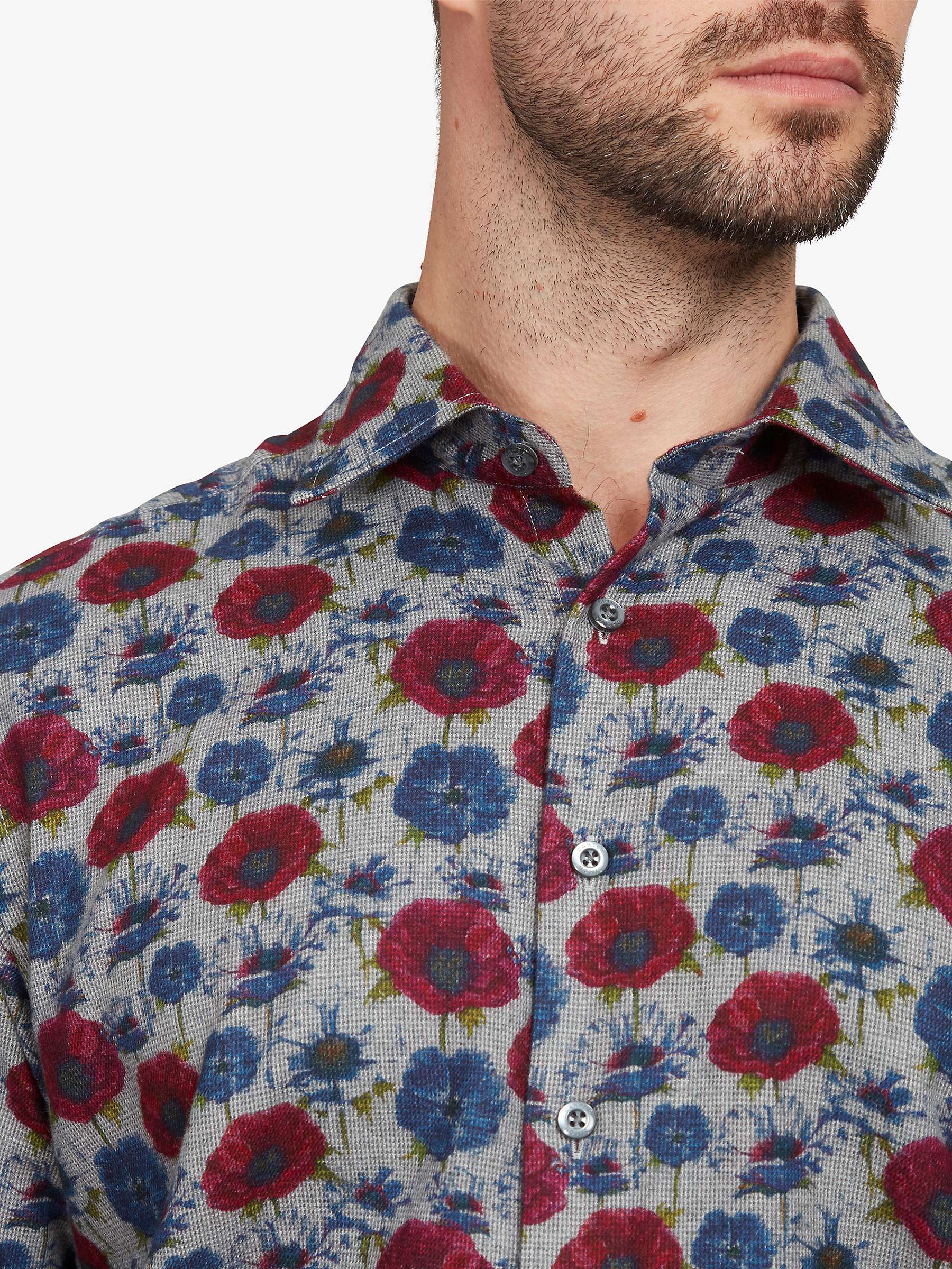 Buy Simon Carter Poppy Print Soft Cotton Long Sleeve Shirt, Blue/Multi Online at johnlewis.com