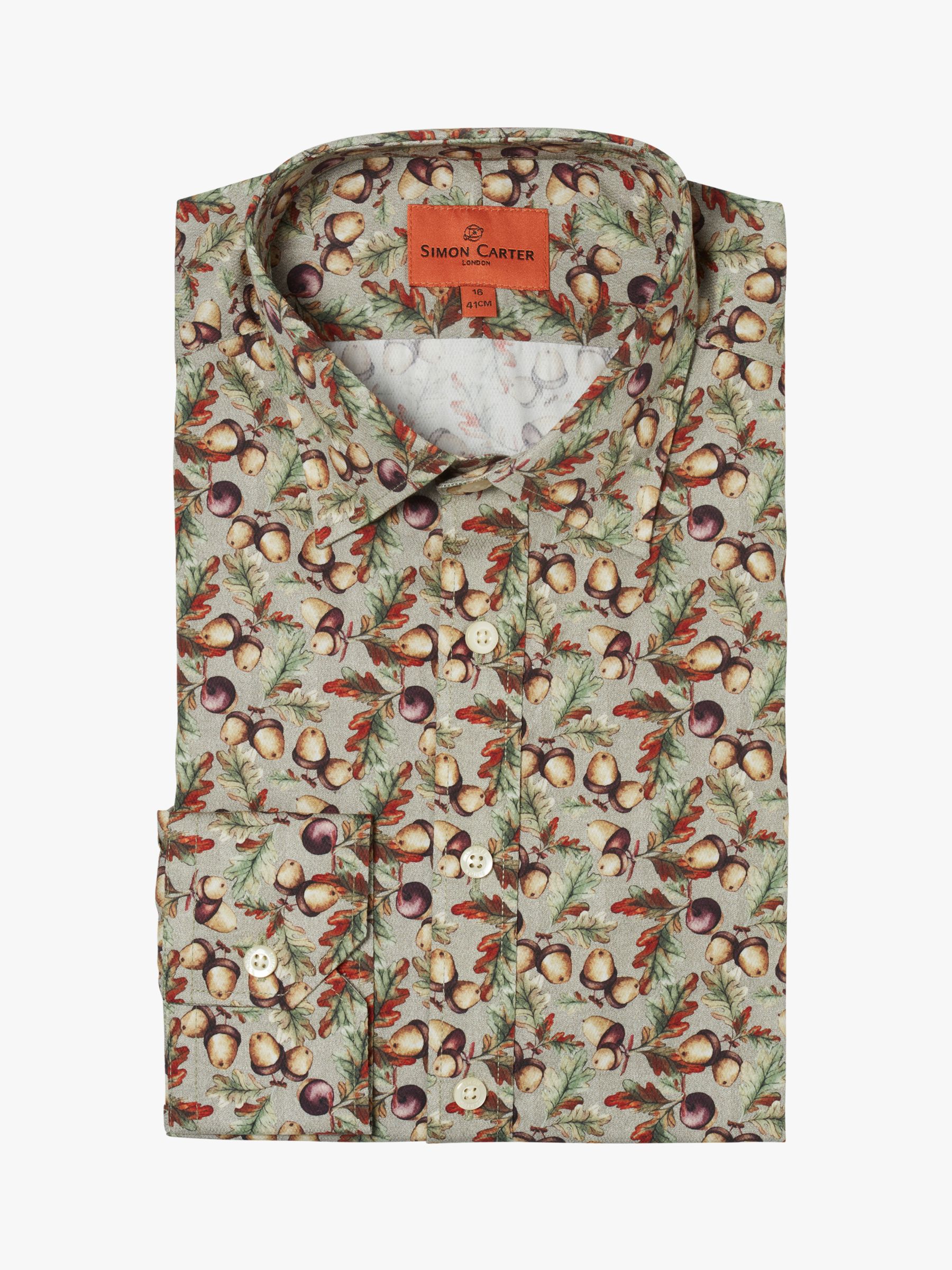 Simon Carter Acorn Long Sleeve Shirt, Beige/Multi, 15