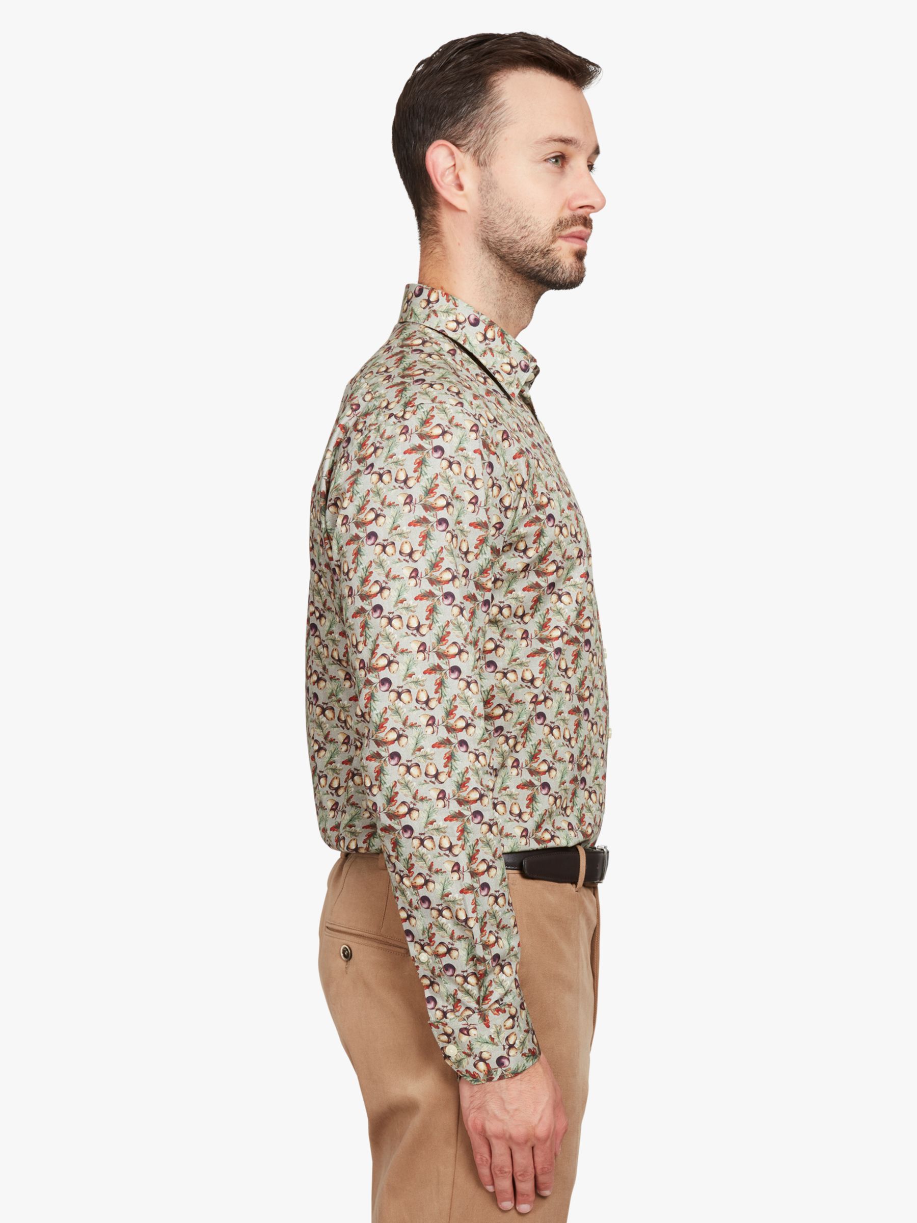 Simon Carter Acorn Long Sleeve Shirt, Beige/Multi, 15